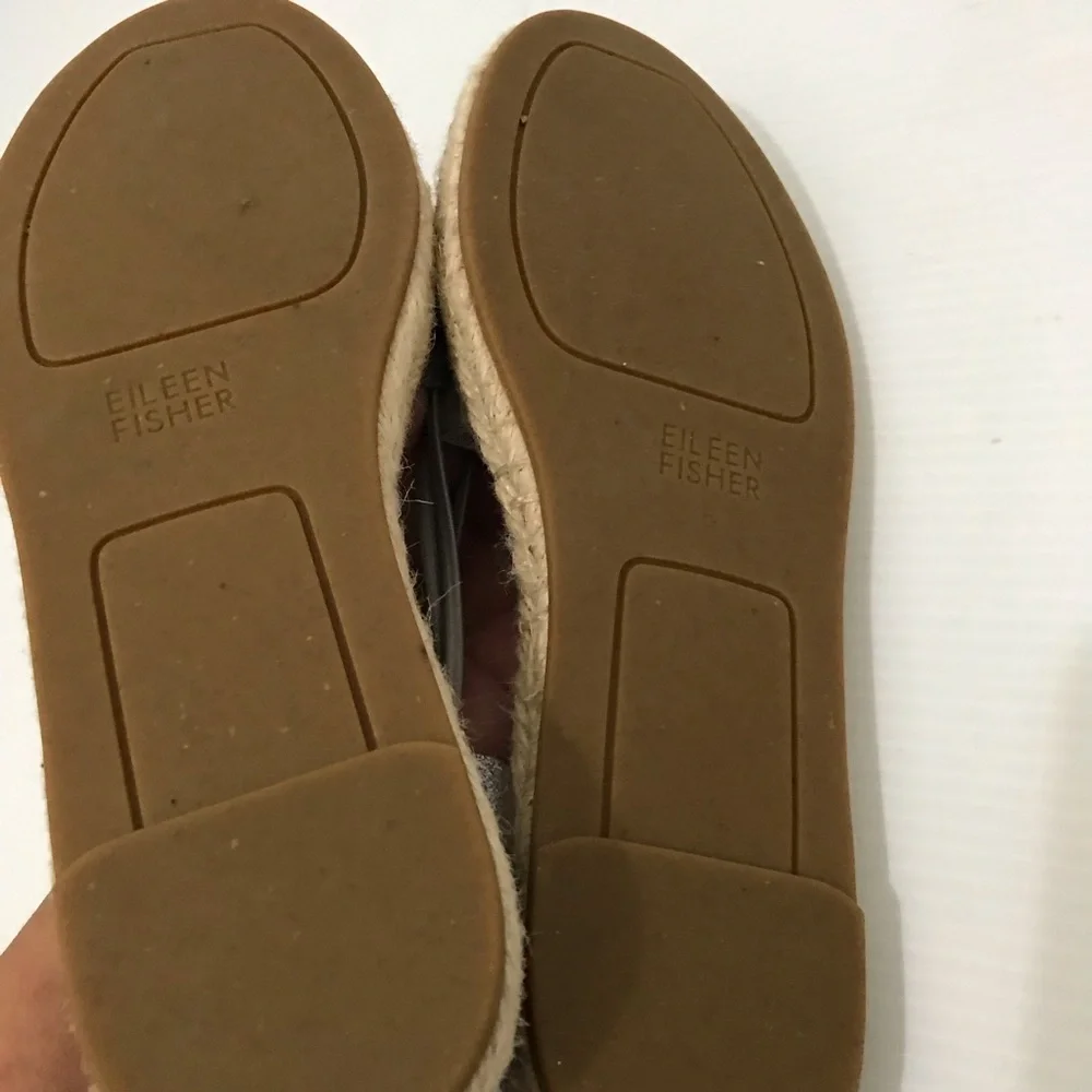 Eileen Fisher Lee 2 Taupe Leather Espadrille Flat Sandals Size 6